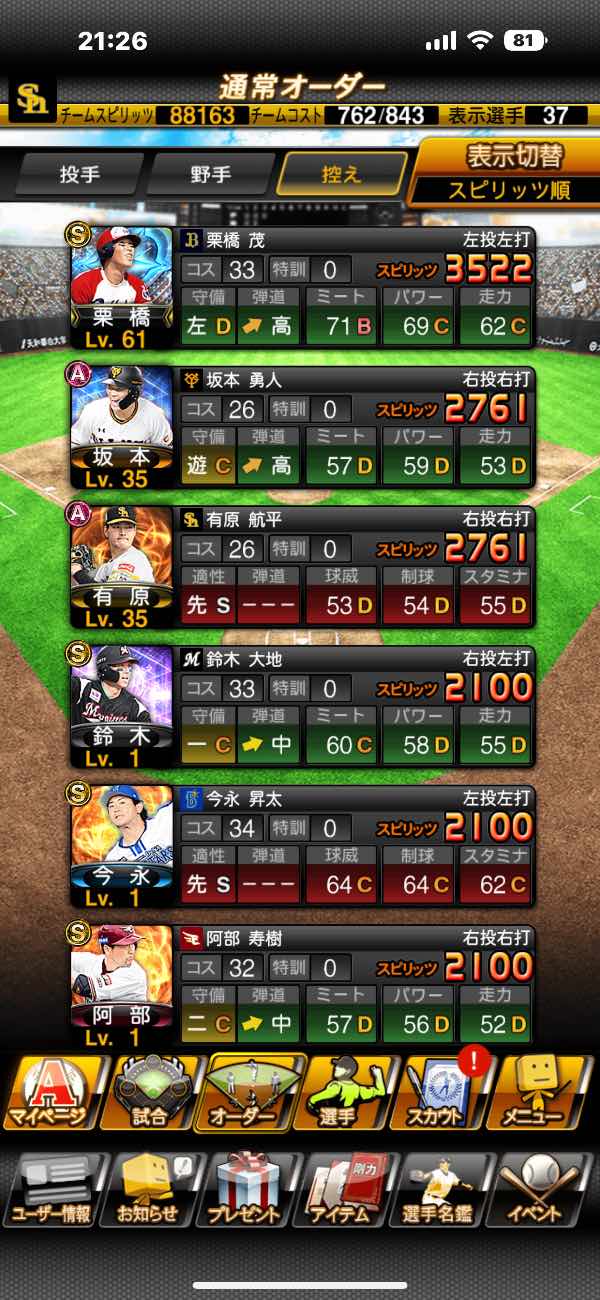 プロスピA（プロ野球スピリッツA） ダルビッシュ 山本由伸 千賀 柳田